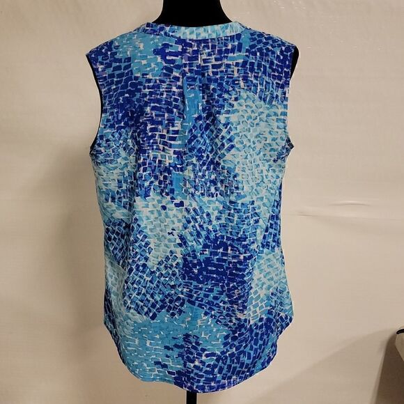 APT 9 blue sleeveless button-up blouse size pl excellent pre-loved condition - Picture 3 of 12